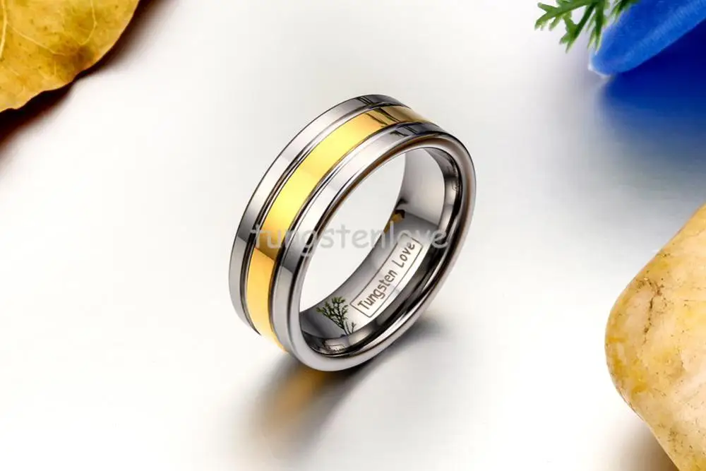 Кольца мужские из карбида вольфрама и золота серебристого цвета|wedding band|men engagement