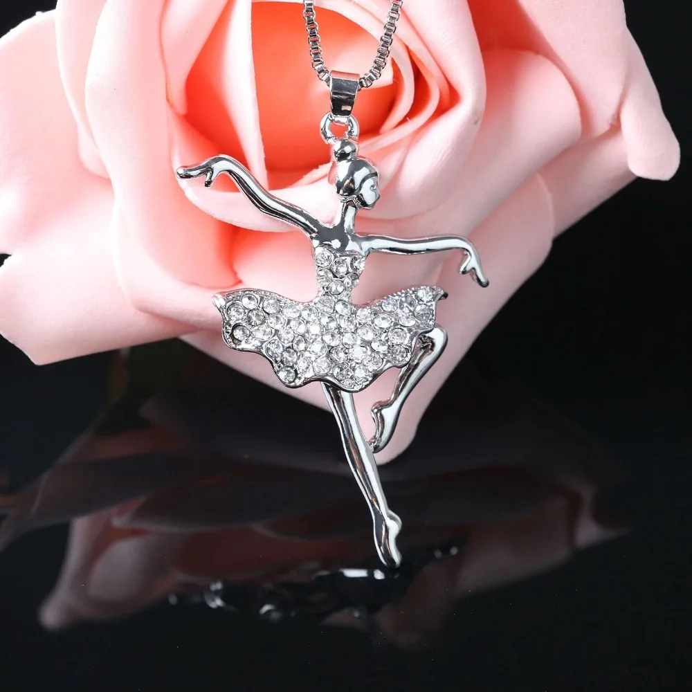 Fashion Silver Plated white Dancing Ballerina Dancer Ballet Dance