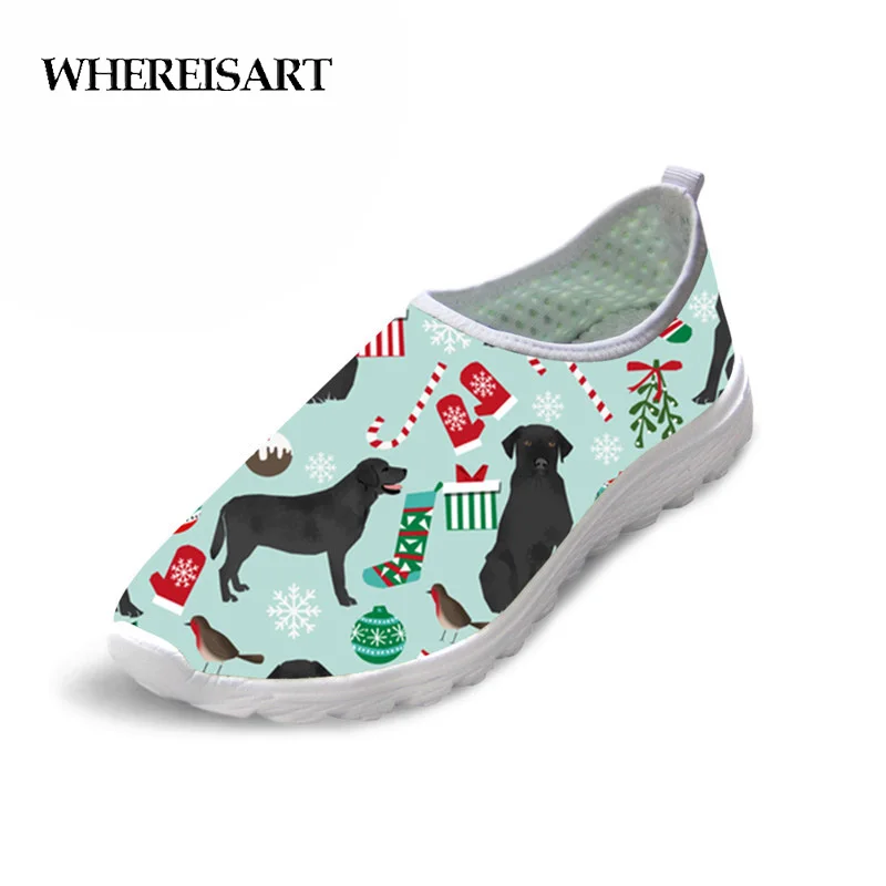 

WHEREISART Black Labrador Printing 2019 Summer Slip On Flats Woman Casual Loafer for Female Single Shoes Sapato Espadrilles