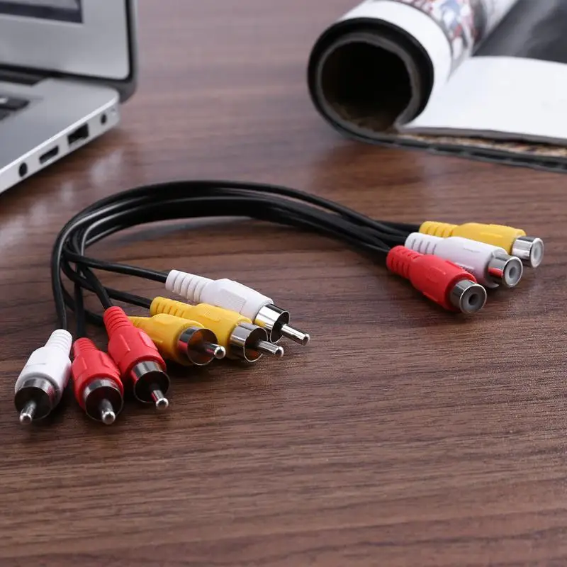 ALLOYSEED 25 см 3 RCA гнездовой разъем к 6 Штекерный сплиттер Аудио Видео AV адаптер кабель