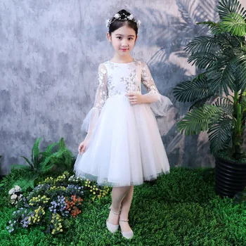 

Girls White Princess Dress Flower Embroidered High Quality Prom Gown New Year Christmas Ceremonial Robe Elegant Frocks for 3-12T