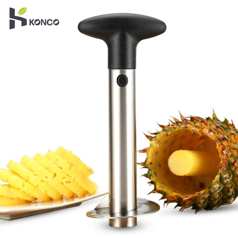 

KONCO Stainless Steel Pineapple Peeler Fruit Pineapple Core Remover Fruits Peeler Slicer Cutter with Non-slip Detachable Handle