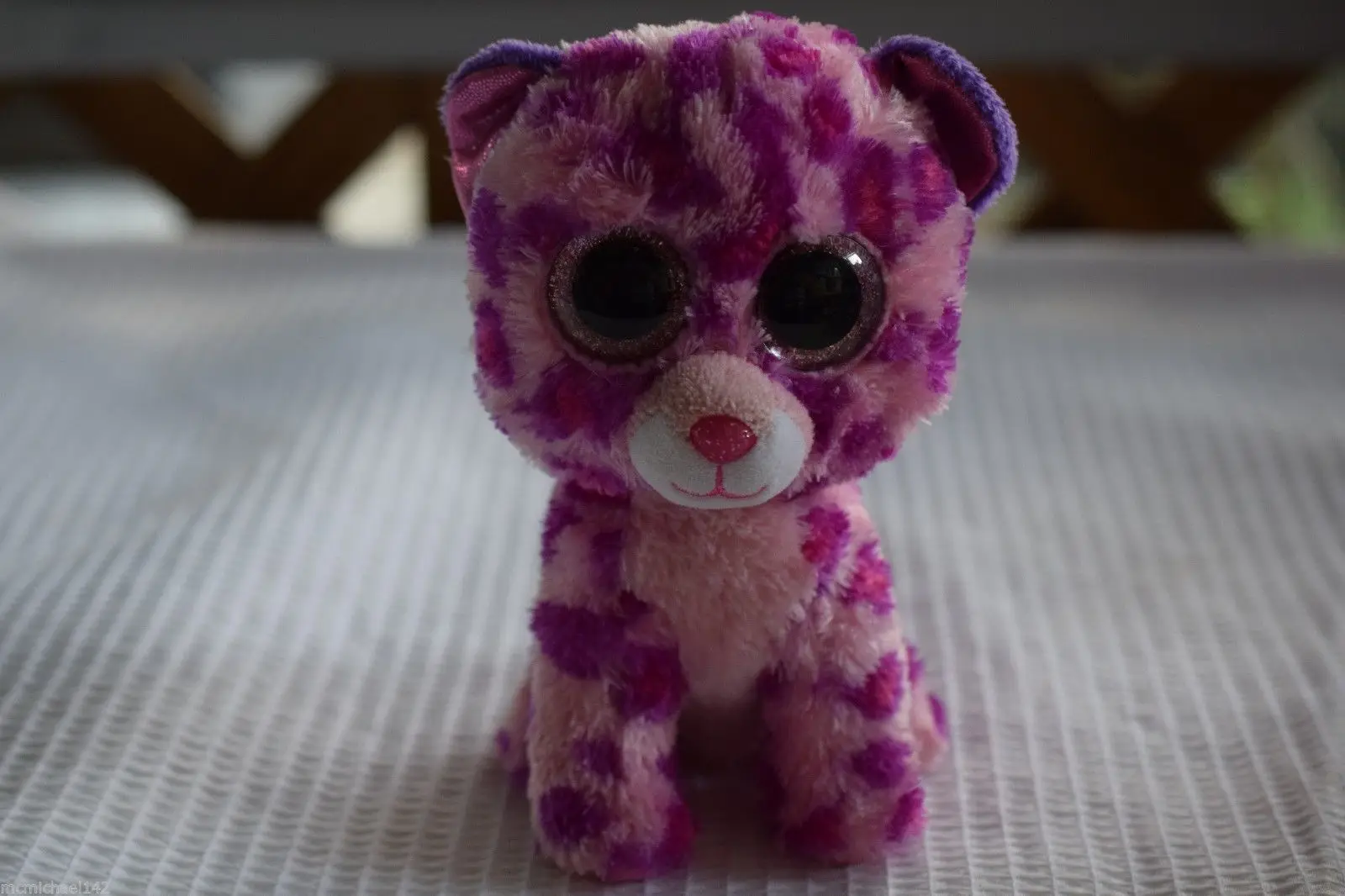 Ty Beanie Boos Glamour Leopard Purple Cat Plush Big Glitter Eyesin