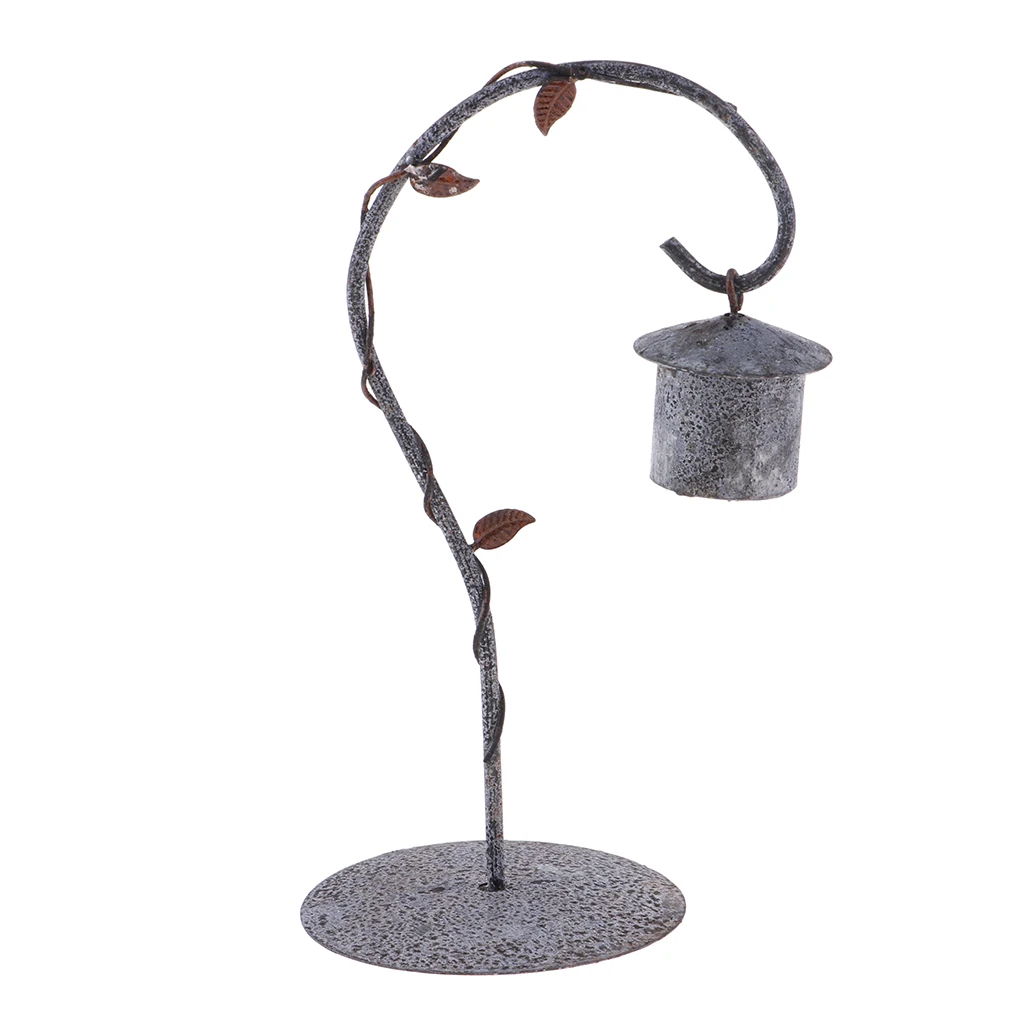 1/12 Dollhouse Faded Metal Birdcage Mini Bird House Craft with Holder Fairy Garden Decoration Doll House Garden Accessories