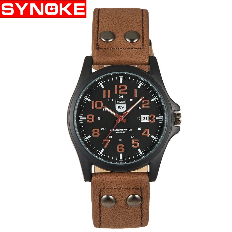 

SYNOKE Men Watches Top Brand Luxury Men SportS Table Matte Imitation Leather Outdoor Student Quartz Watch Wristwatch 10pcs/lot