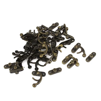 

Antique Wood Box Latch Sets Case Lock Hinge, Bronze Tone, 20 Piece
