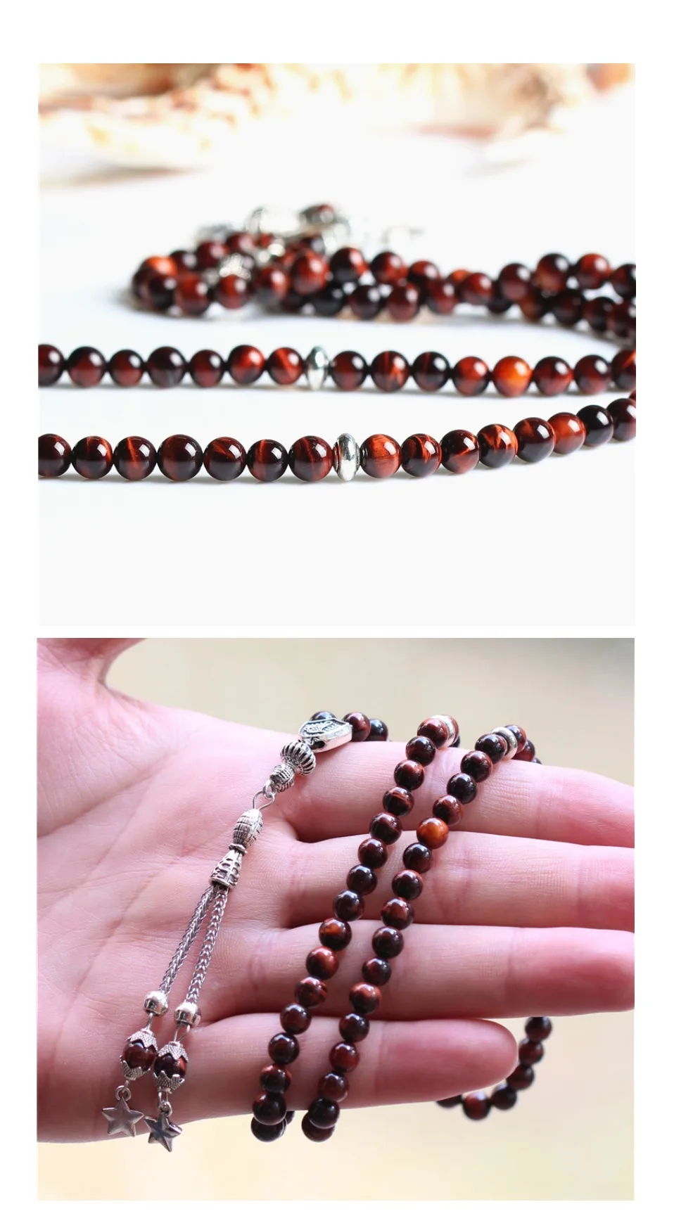 LOSHEREN islam Tasbih натуральный камень тигровый глаз бисерные браслеты на руку Misbaha мусульманские четки 99 подарки ювелирные изделия для Рамадана