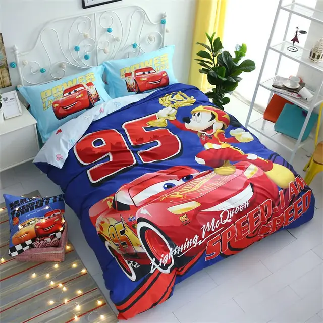 lightning Mcqueen cars Mickey Mouse bedding set for kids bedroom decor