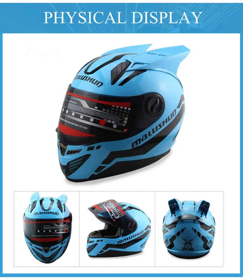 MALUSHEN мотоциклетный шлем для женщин и мужчин мотокросса, оборудование, защитный шлем в виде кошачьей головы, персональный Полнолицевой моторный шлем
