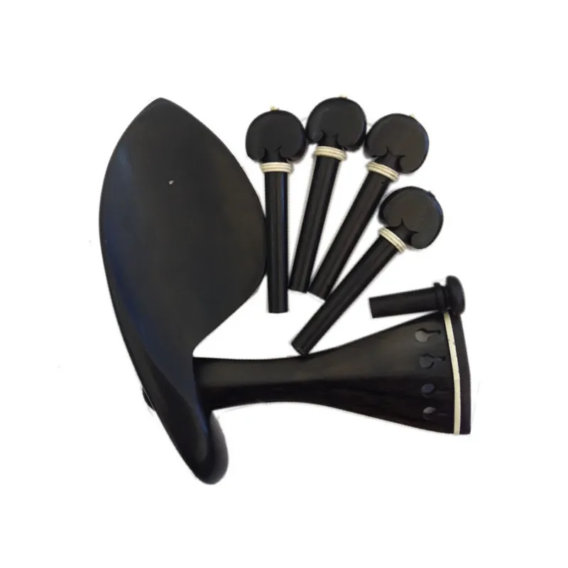 

Wholesale Top Quality One Set of Ebony Violin Chinrest Drawplates Tailpiece and Pegs 4/4 3/4 1/2 1/4 Violino Accessories