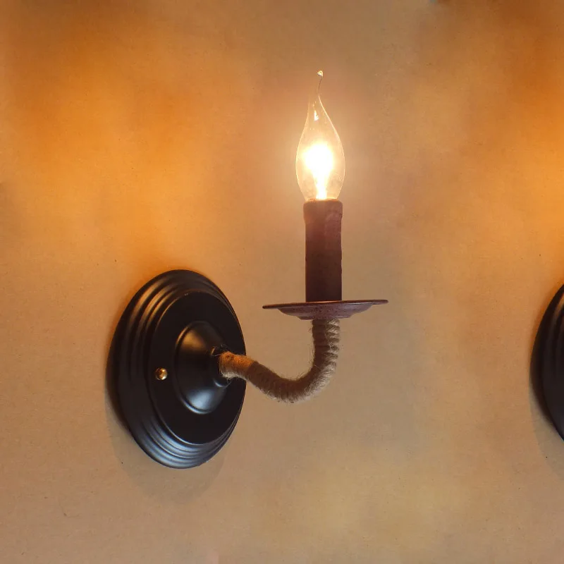 Nordic Retro Iron Wall Lamp Bedside Light Wrought Iron Lamps Shade