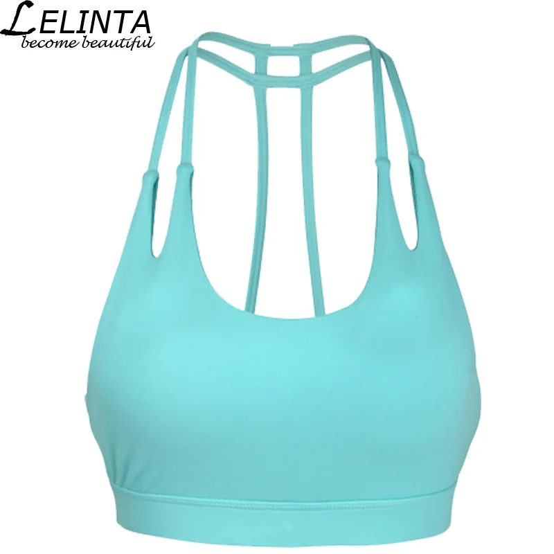 LELINTA Fitness Yoga Sports Bra Gym Running Tank Top Athletic Vest Underwear Push Up for Womens Shockproof Strappy Sport Bra