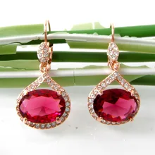 Navachi Кристаллы Красный кубический циркон Кристалл Роза серьги-кольца оптом SMT2830