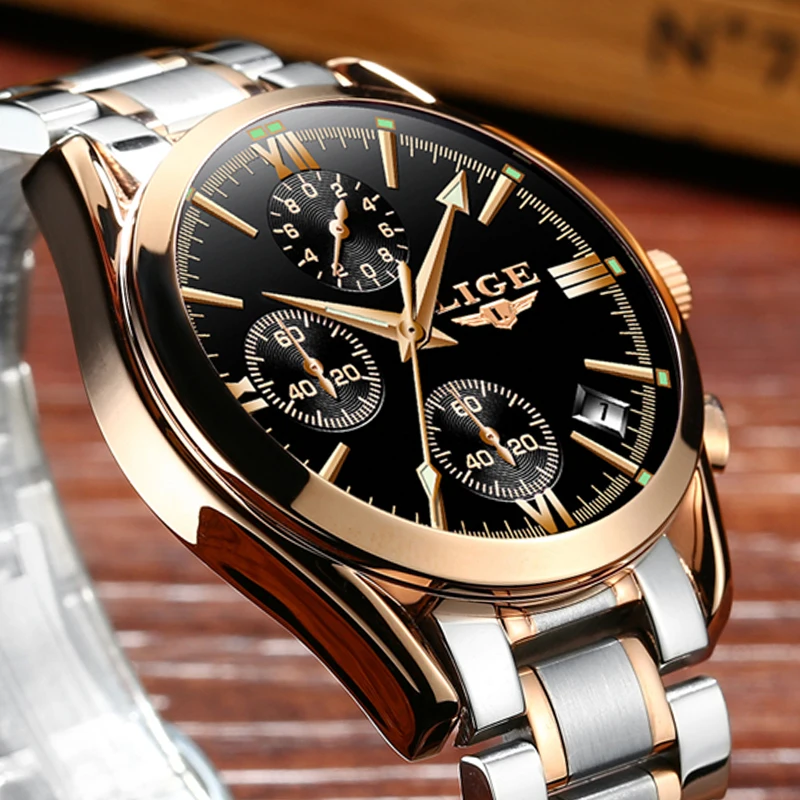 LIGE Watch Men Sport Quartz Fashion All Steel Clock Mens Watches Top Brand Luxury Waterproof Business Watch Relogio Masculino