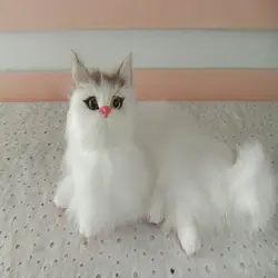 Новые Симпатичные Моделирование Cat реалистичные ремесленных маленький белый кот модель подарок около 16x9 см