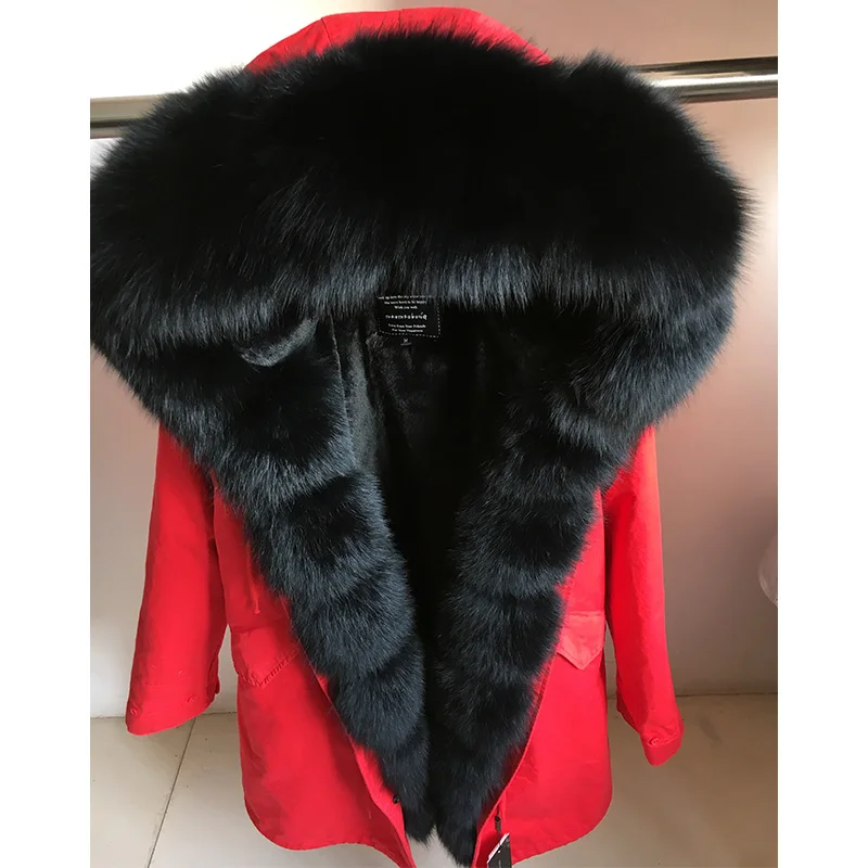 Корейские женские зимние модные свободные толстые настоящая подкладка из енота лисий мех с капюшоном манжеты парки куртки женские теплые пальто Верхняя одежда