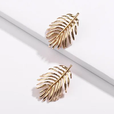 

New Arrival Alloy Simple Metal Leaf Earring Gold Silver Color Hollow out Palm Dangle Earring For Women Earrings Fashion Jewelry