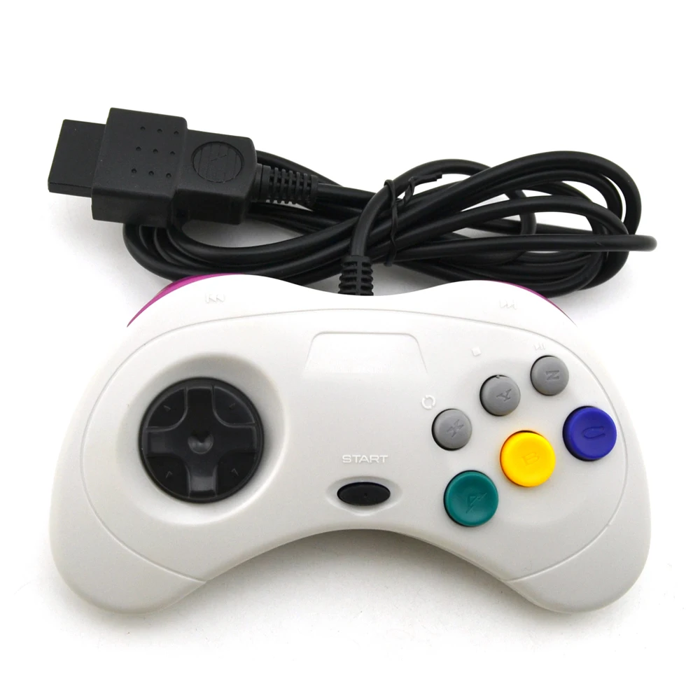 

Hot For Sega Saturn controller USB Wired Gamepad Joysticks JoyPad for PC MAC Black White