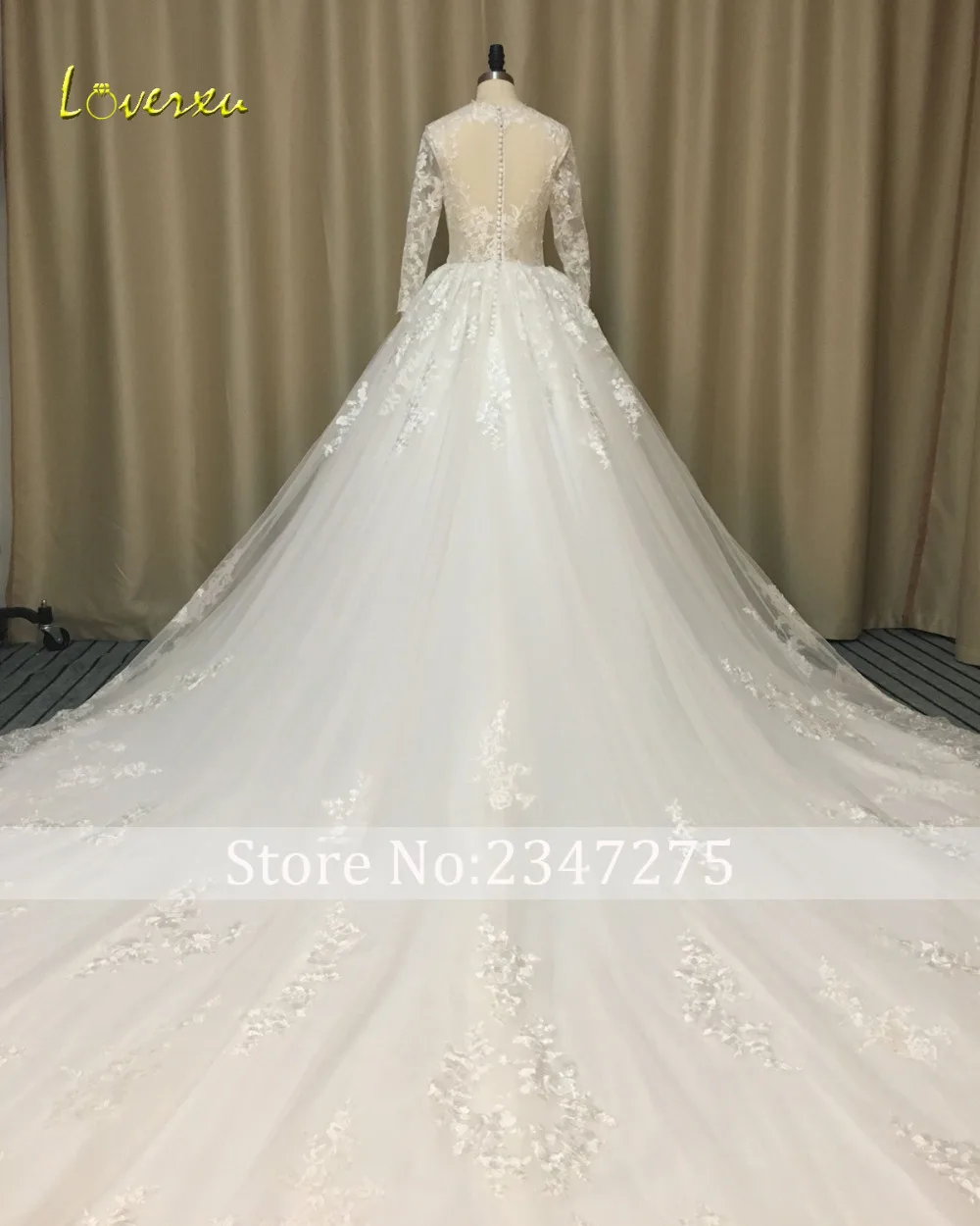 Loverxu Vestido De Noiva, сексуальные королевские свадебные платья,, с длинными рукавами, с аппликацией, ТРАПЕЦИЕВИДНОЕ кружевное свадебное платье, большие размеры