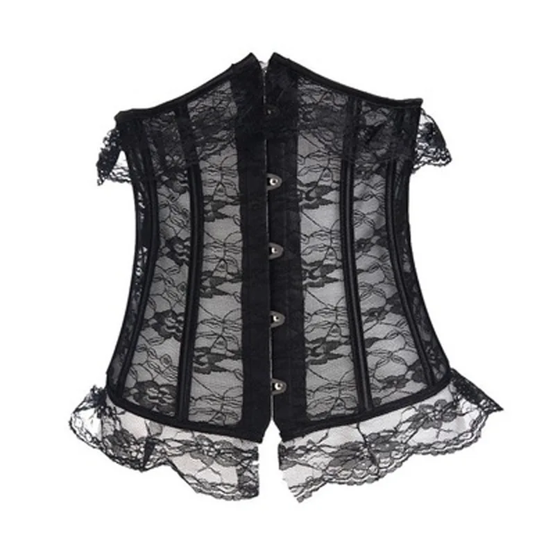 

Black Lace Corset Underbust Transparent Bustier Sexy Lingerie Lace Waist Trainer S-XXL