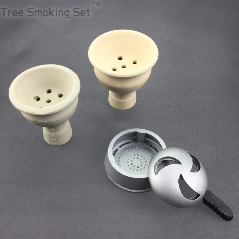 1 יחידות כסף עלה רוח מערבולת Caloud לוטוס קערת נרגילה עם רוסית לבן חימר קרמיקה קערת נרגילה ראש טעם עשן טבק