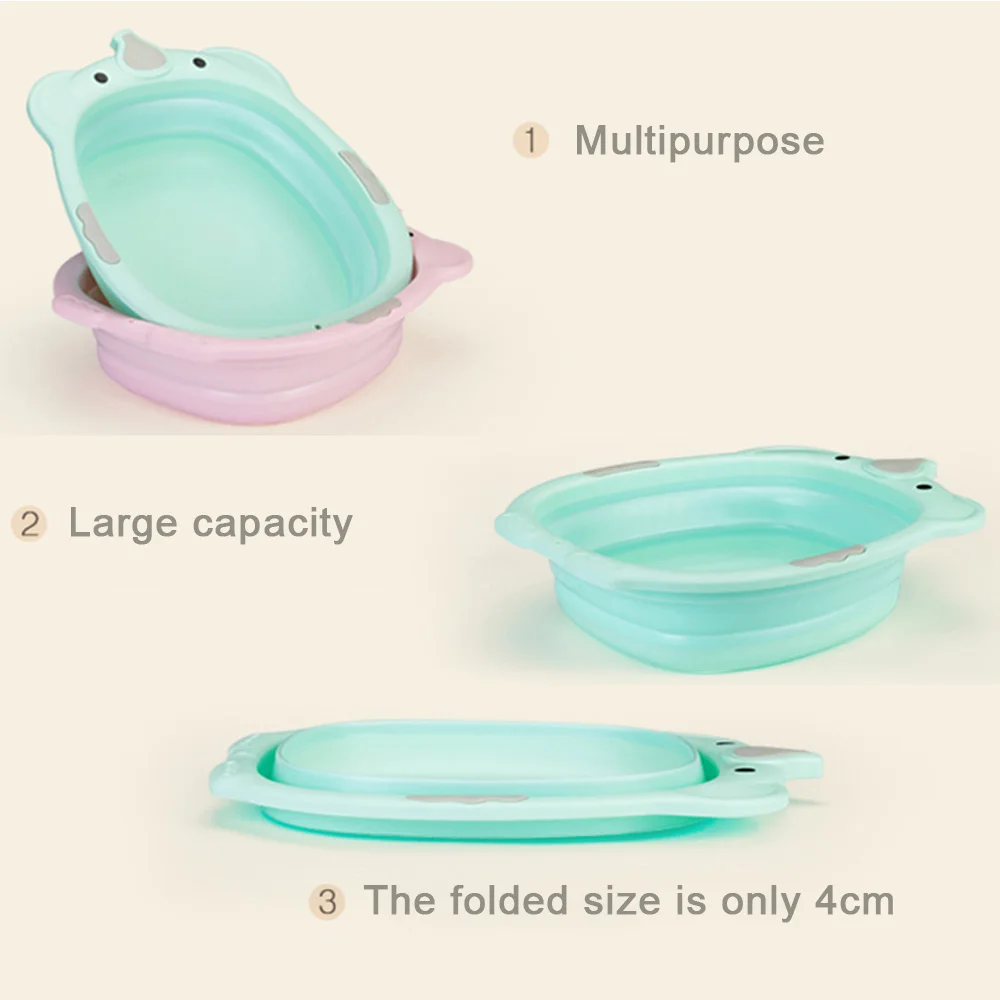 2018 New Portable Collapsible Children's Small Bath Tub Washbasin Baby Plastic Baby Care Bath Tubs