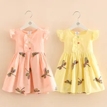 Г. Летнее От 3 до 12 лет красивое детское плиссированная длиной до колена длинное платье с рукавами-крылышками и вышивкой для девочек