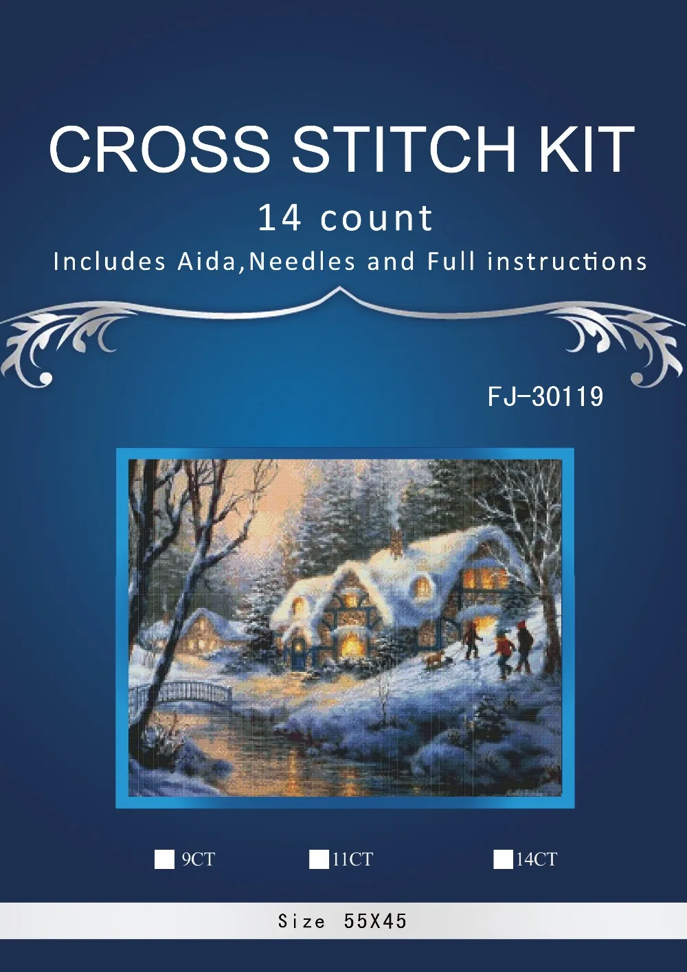 

Top Quality Lovely Hot Sell Counted Cross Stitch Kit Old World Holiday Ornaments Similar DMC FJ-30119 snow house