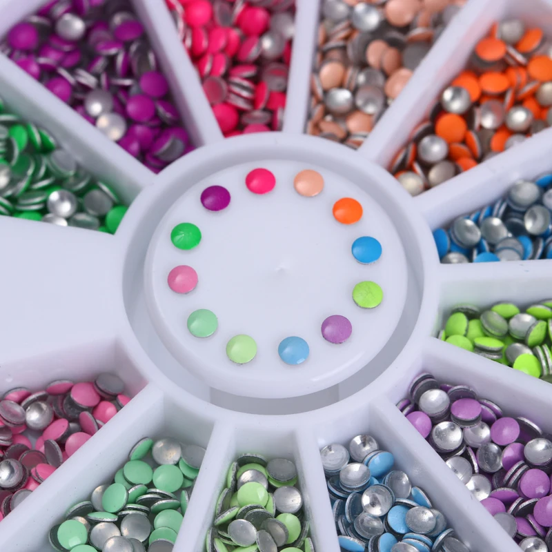 

400pcs Nail Art Studs For Nails DIY Decoration Metal 2mm Neon Round Colorful Studs UV Gel Nail Art Wheel Design 12 Colors