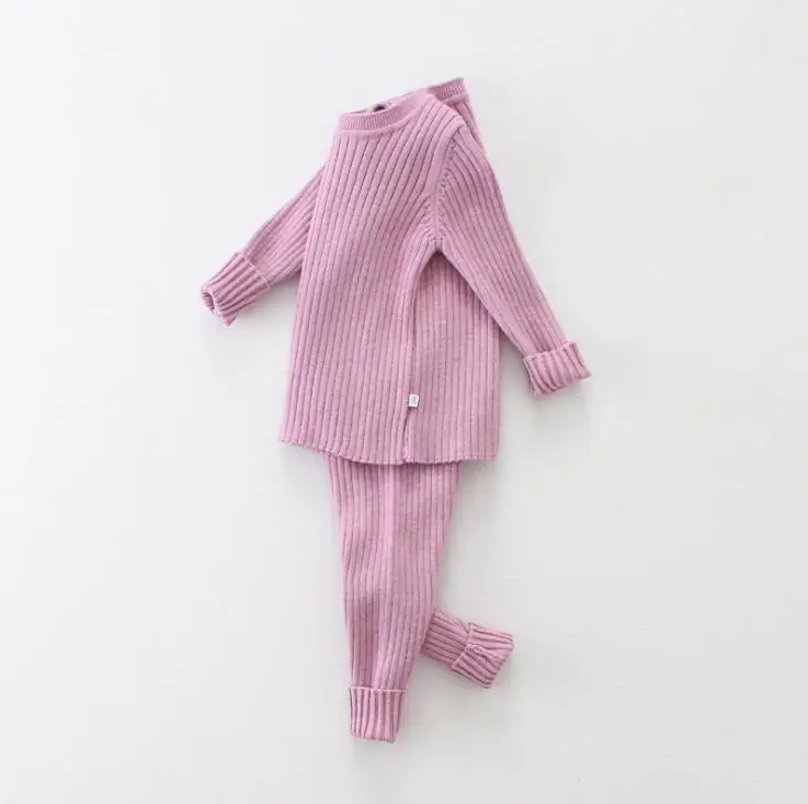 Вязаный комплект из 2 предметов для маленьких мальчиков и девочек, свитер+ леггинсы, Модный осенне-весенний костюм для малышей, От 6 месяцев до 2 лет HB603