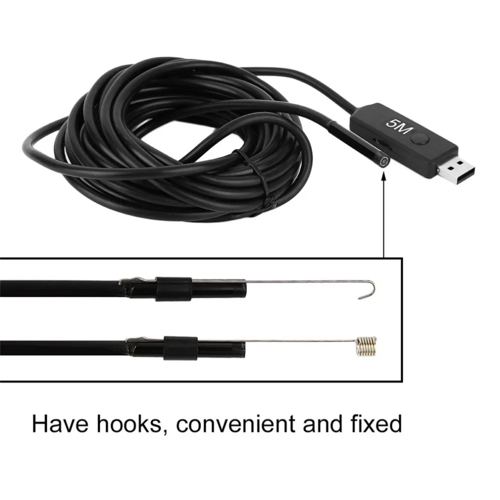 5,5 мм водонепроницаемый HD 2 м/5 м/10 м эндоскоп мини USB камера бороскоп фото Захват инспекционный прицел 6 белых светодиодов трубка для ПК ноутбука