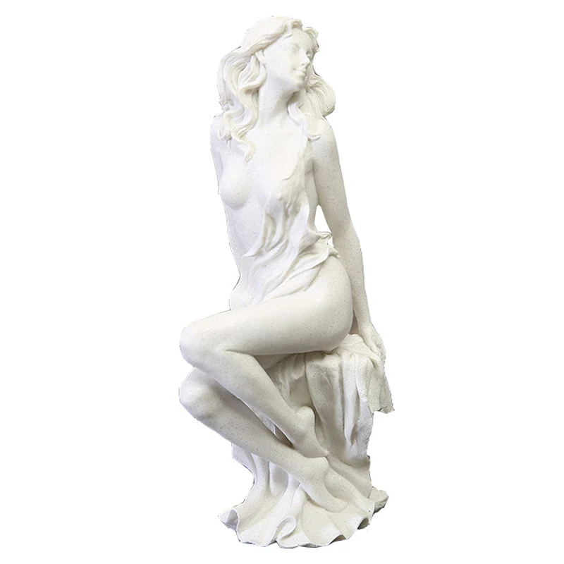 

European Lady Sandstone Resin Crafts Creative Sitting Beauty Girl Sculpture Ornaments Creative Decoration Home Furnishing Gifts