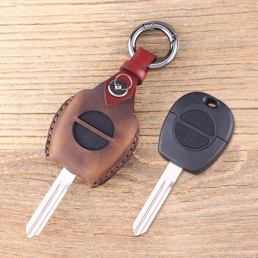 DANDKEY чехол для ключей из натуральной кожи с 2 кнопками для Nissan Primera Micra Terrano Almera X Trail Fob чехол для ключей автомобиля