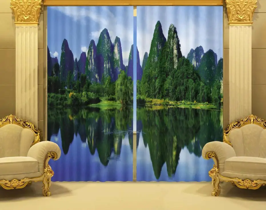 

Photo Print stereoscopic 3d Curtains Scenery landscape trees printed 3d curtain 100% shading