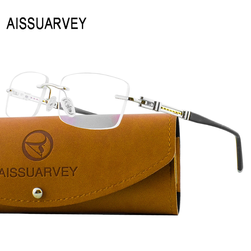 

Titanium Rimless Eyeglasses for Men Business Brand Designer Glasses with Transparent Lenses Acetate Eyewear Prescription Frame