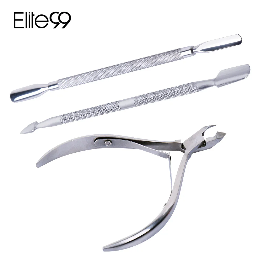 

Elite99 3piece/lot Stainless Steel Nail Cuticle Pusher Nippers Nail Clipper Cutter Nail Art Pedicure Manicure Tool Set