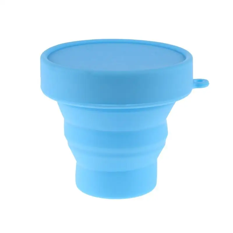 Водная напольная чашка для путешествий, силиконовый выдвижной складной светильник 8x8x2 см, желтый, синий, зеленый, розовый - Color: Blue