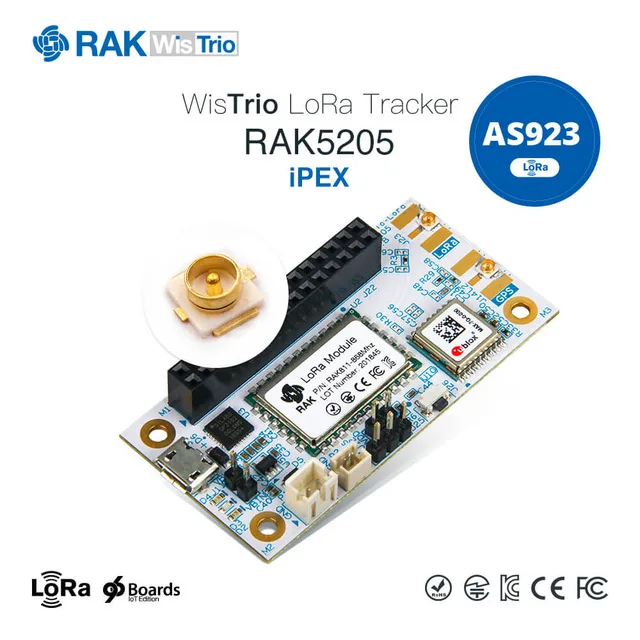 RAK5205 WisTrio LoRa модуль трекера SX1276 LoRaWAN модемная сенсорная плата интегрированный gps модуль с антенной LORA низкая мощность Q159 - Цвет: IPEX-AS923