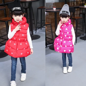 

2016 Autumn and Winter New Children Down Cotton Vest with Lace Baby Girls Warm Vest Waistcoat Coat