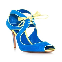 2015 ethnische Lace-up Sommer Stil Big Size Sandalen Wildleder Knöchelriemen Peep Toe Flachen Partei Für Chaussure Femme schuhe