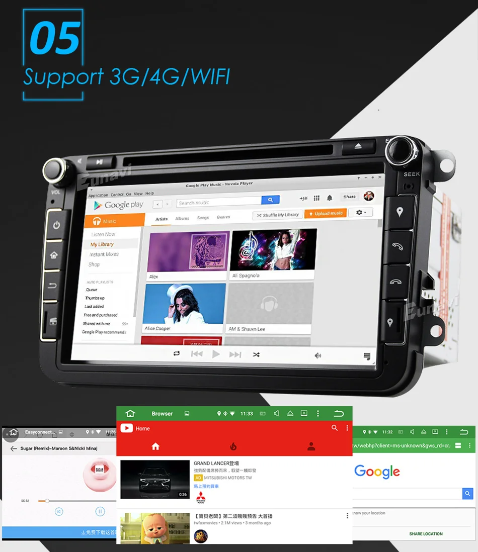 Best Eunavi Android 8.0 Octa Core 4GB RAM Car DVD for VW Passat CC Polo GOLF 5 6 Touran EOS T5 Sharan Jetta Tiguan GPS Radio Seat A 9