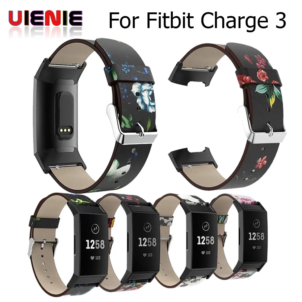 Сменный кожаный ремешок с принтом в стиле ретро для Fitbit Charge 3 4 ремешка сменный