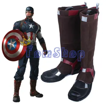 

Avengers Captain America Cosplay Leather Boots Shoes Super Heroes Halloween Costumes Custom Made