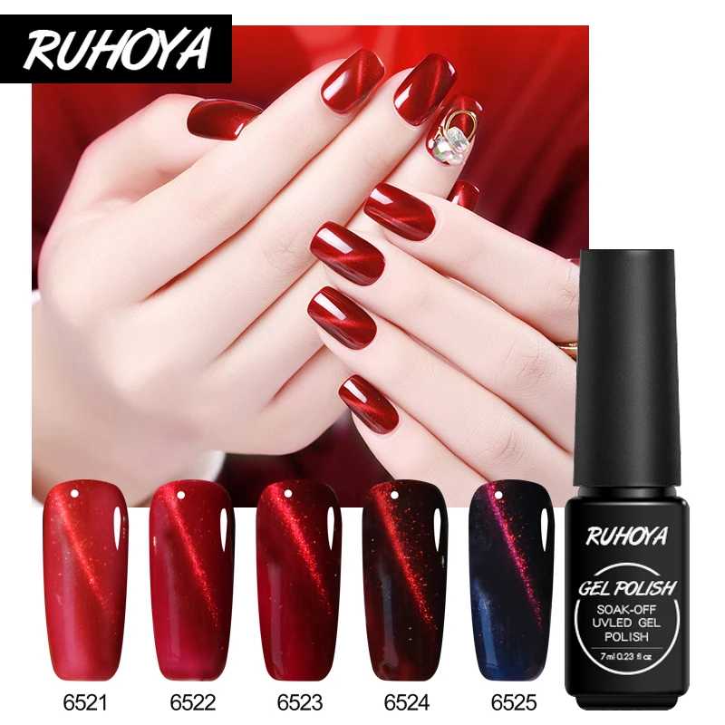 Ruhoya 3D Chameleon Cat Eyes Soak Off UV Gel Polish Magnetic Nail Varnish Semi Permanent Led Art Glitter | Красота и здоровье