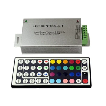 

CLAITE 24A RGB LED 44 Key IR Wireless Remote Controller Plastic Aluminum for 5050 3528 2835 RGB Strip Light DC12-24V