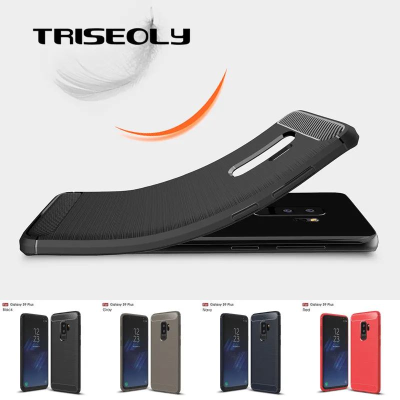 Силиконовый чехол TRISEOLY из углеродного волокна для Samsung Galaxy S9 S8 Plus резиновый ТПУ Note
