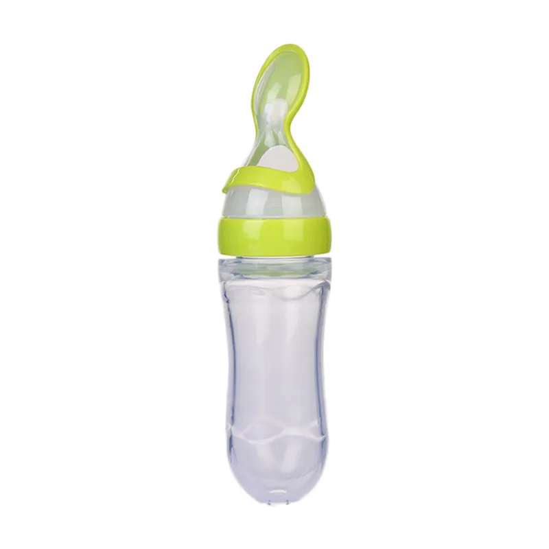 Детская Ложка для кормления, силиконовая бутылочка, для младенцев, для новорожденных, для малышей, для супа, для приема лекарств, дозирующие ложки, BPA бесплатно - Цвет: Green