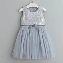 Girls Princess font b Dress b font Silver Pink Two Colors for Choices Children Summer Sleeveless