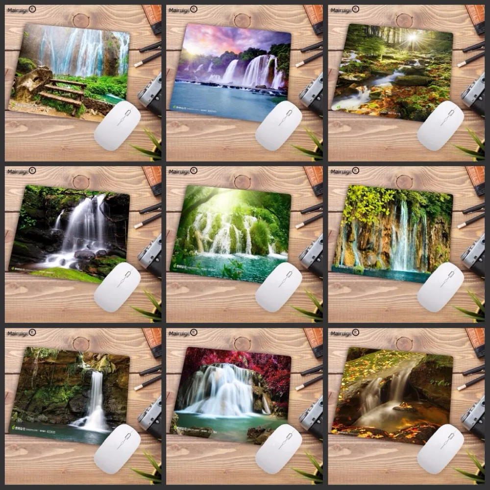 Mairuige Beautiful Scenery Waterfall Durable Rubber Mouse Mat Pad Size for 18X22CM Gaming Mousepads Big promotion For Russia | Компьютеры