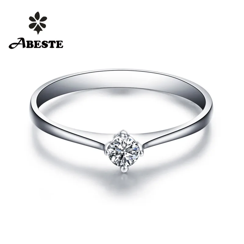 ANI 18K White/Yellow/Rose Gold (AU750) Women Wedding Ring 0.1 CT Certified SI Solitiare Round Real Diamond Ring anillos mujer